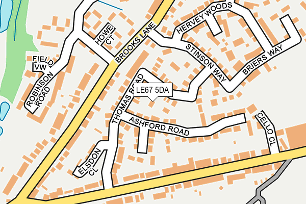 LE67 5DA map - OS OpenMap – Local (Ordnance Survey)