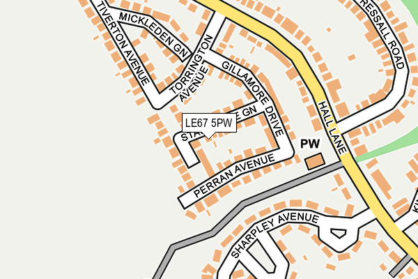 LE67 5PW map - OS OpenMap – Local (Ordnance Survey)
