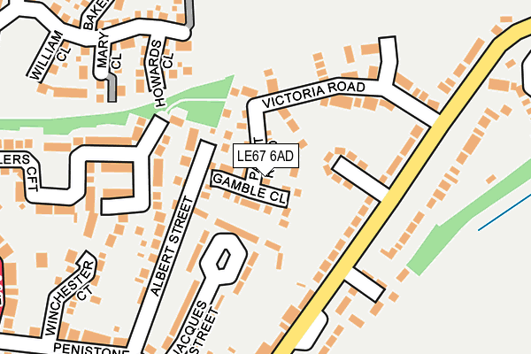LE67 6AD map - OS OpenMap – Local (Ordnance Survey)