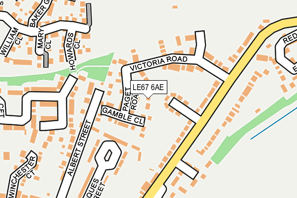 LE67 6AE map - OS OpenMap – Local (Ordnance Survey)