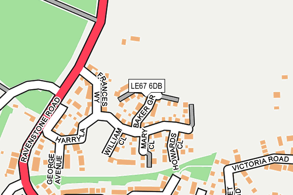 LE67 6DB map - OS OpenMap – Local (Ordnance Survey)