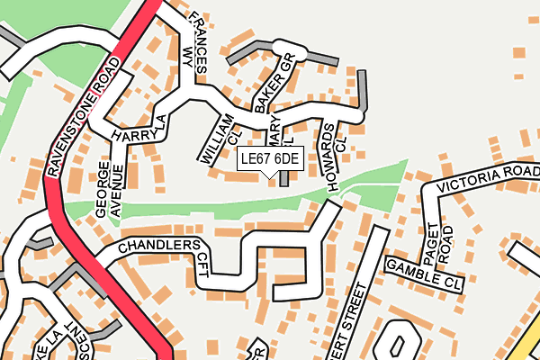 LE67 6DE map - OS OpenMap – Local (Ordnance Survey)