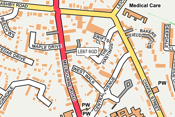 LE67 6GD map - OS OpenMap – Local (Ordnance Survey)