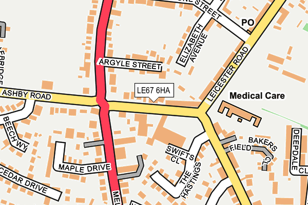 LE67 6HA map - OS OpenMap – Local (Ordnance Survey)