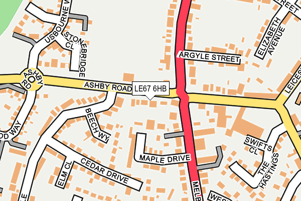 LE67 6HB map - OS OpenMap – Local (Ordnance Survey)