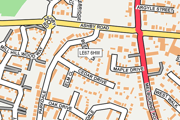 LE67 6HW map - OS OpenMap – Local (Ordnance Survey)