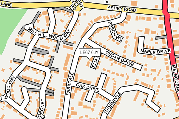 LE67 6JY map - OS OpenMap – Local (Ordnance Survey)