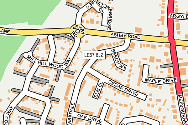 LE67 6JZ map - OS OpenMap – Local (Ordnance Survey)