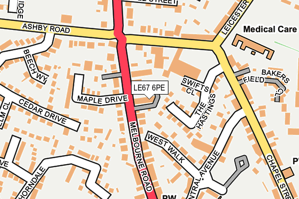 LE67 6PE map - OS OpenMap – Local (Ordnance Survey)