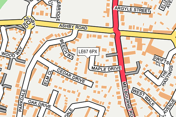 LE67 6PX map - OS OpenMap – Local (Ordnance Survey)