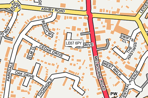 LE67 6PY map - OS OpenMap – Local (Ordnance Survey)