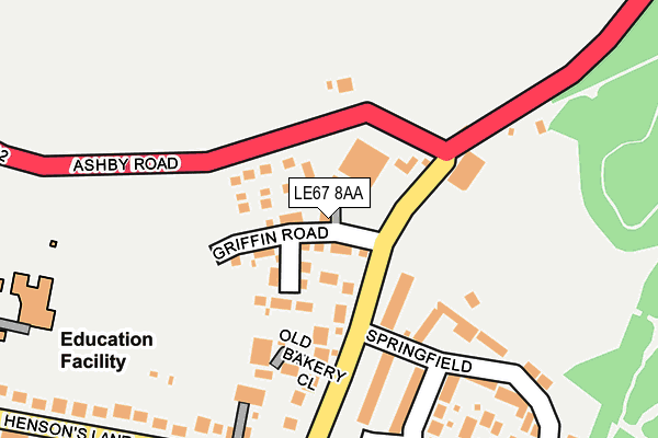 LE67 8AA map - OS OpenMap – Local (Ordnance Survey)