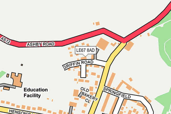 LE67 8AD map - OS OpenMap – Local (Ordnance Survey)