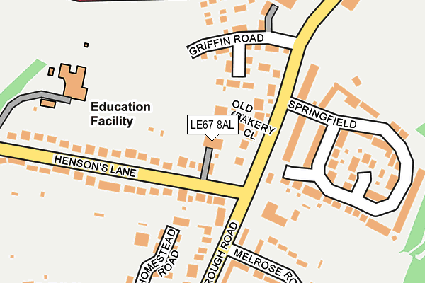 LE67 8AL map - OS OpenMap – Local (Ordnance Survey)