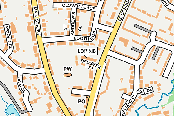 LE67 8JB map - OS OpenMap – Local (Ordnance Survey)