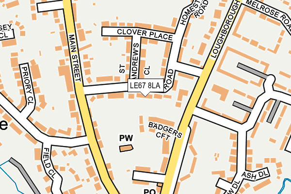 LE67 8LA map - OS OpenMap – Local (Ordnance Survey)