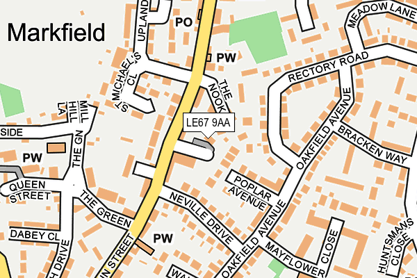 LE67 9AA map - OS OpenMap – Local (Ordnance Survey)