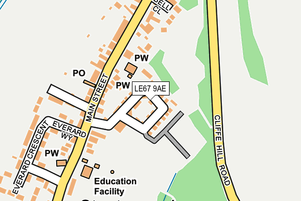 LE67 9AE map - OS OpenMap – Local (Ordnance Survey)