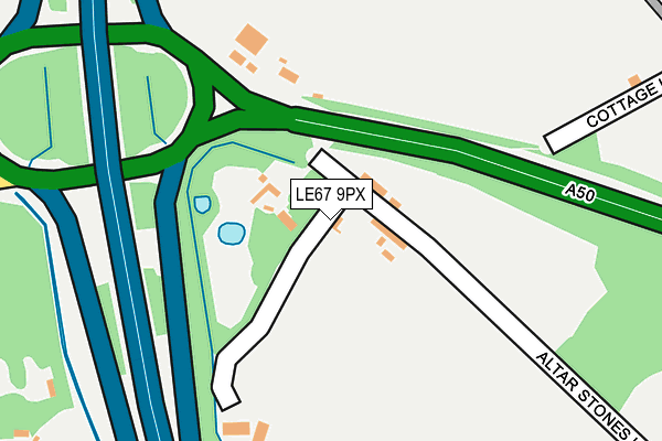 LE67 9PX map - OS OpenMap – Local (Ordnance Survey)