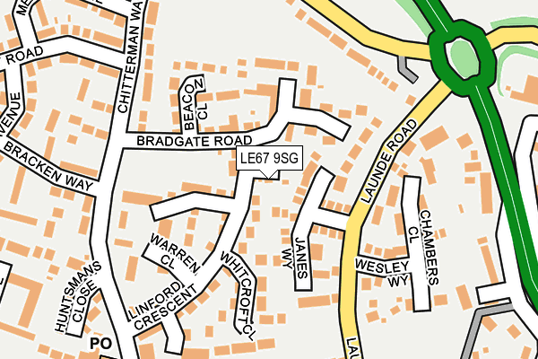 LE67 9SG map - OS OpenMap – Local (Ordnance Survey)