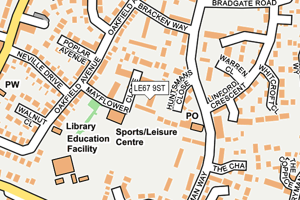 LE67 9ST map - OS OpenMap – Local (Ordnance Survey)