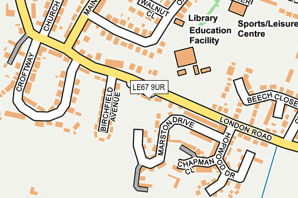 LE67 9UR map - OS OpenMap – Local (Ordnance Survey)