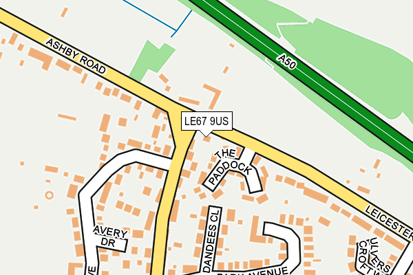 LE67 9US map - OS OpenMap – Local (Ordnance Survey)