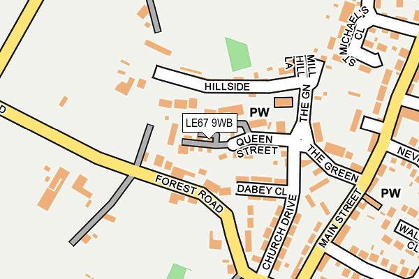 LE67 9WB map - OS OpenMap – Local (Ordnance Survey)