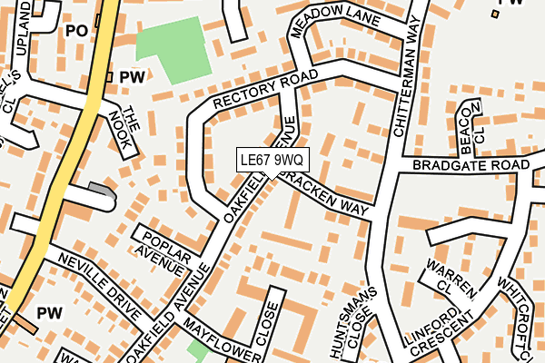 LE67 9WQ map - OS OpenMap – Local (Ordnance Survey)