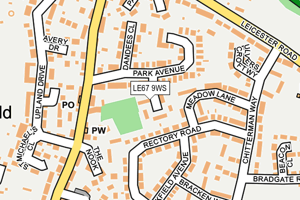 LE67 9WS map - OS OpenMap – Local (Ordnance Survey)