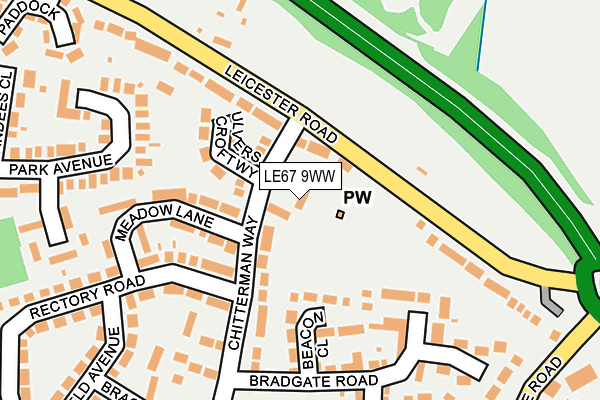 LE67 9WW map - OS OpenMap – Local (Ordnance Survey)