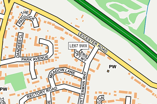 LE67 9WX map - OS OpenMap – Local (Ordnance Survey)