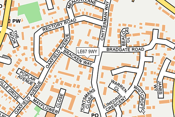 LE67 9WY map - OS OpenMap – Local (Ordnance Survey)