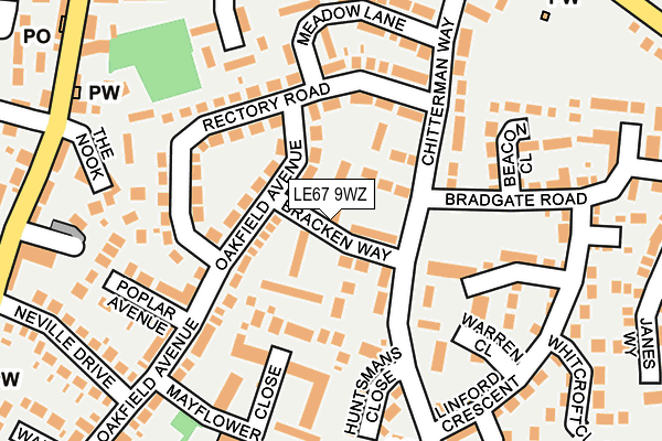 LE67 9WZ map - OS OpenMap – Local (Ordnance Survey)