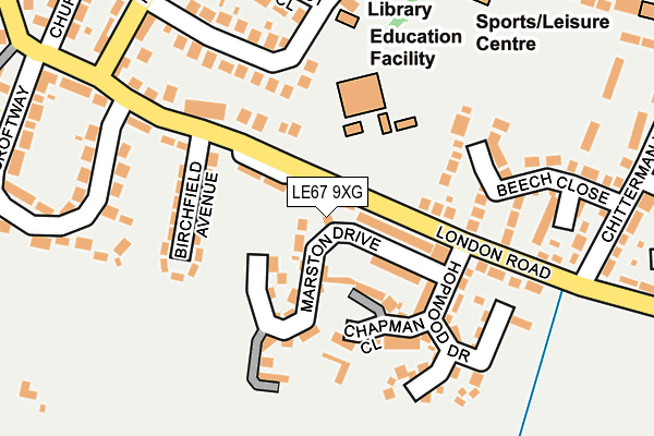 LE67 9XG map - OS OpenMap – Local (Ordnance Survey)