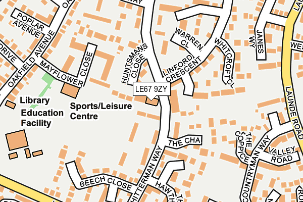 LE67 9ZY map - OS OpenMap – Local (Ordnance Survey)