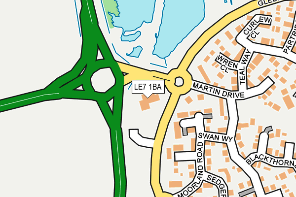 LE7 1BA map - OS OpenMap – Local (Ordnance Survey)