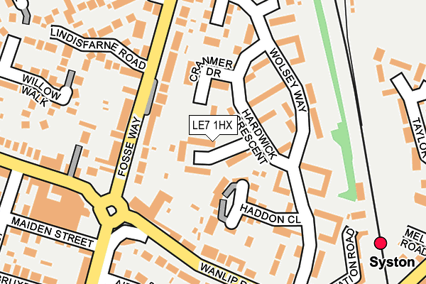 LE7 1HX map - OS OpenMap – Local (Ordnance Survey)
