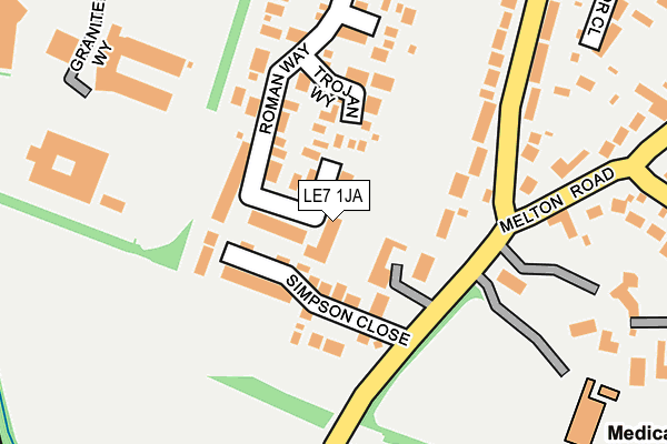 LE7 1JA map - OS OpenMap – Local (Ordnance Survey)