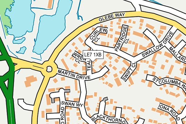 LE7 1XB map - OS OpenMap – Local (Ordnance Survey)