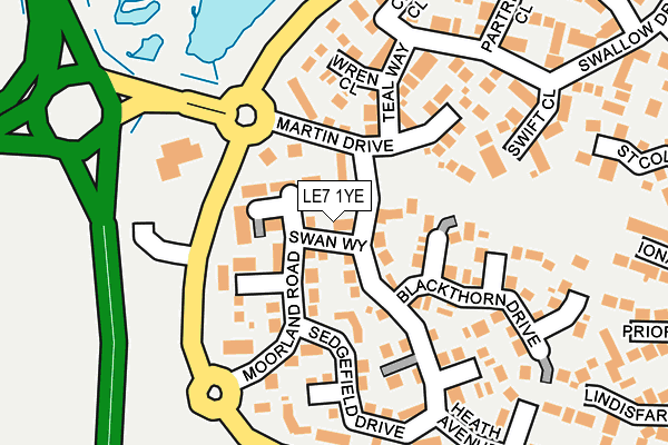 LE7 1YE map - OS OpenMap – Local (Ordnance Survey)