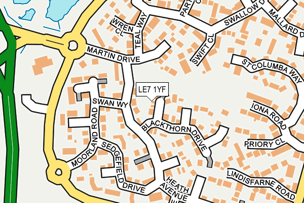 LE7 1YF map - OS OpenMap – Local (Ordnance Survey)