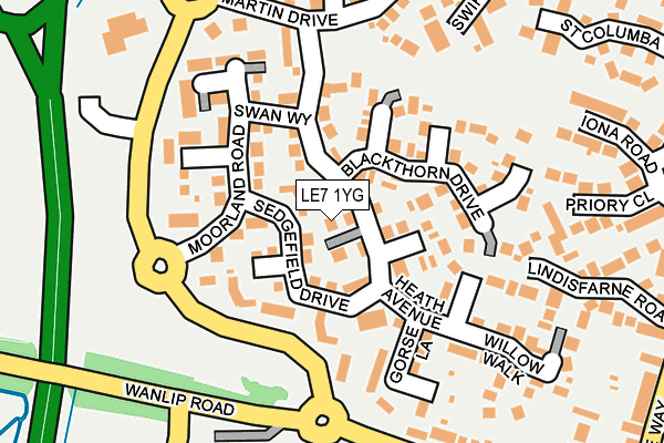 LE7 1YG map - OS OpenMap – Local (Ordnance Survey)