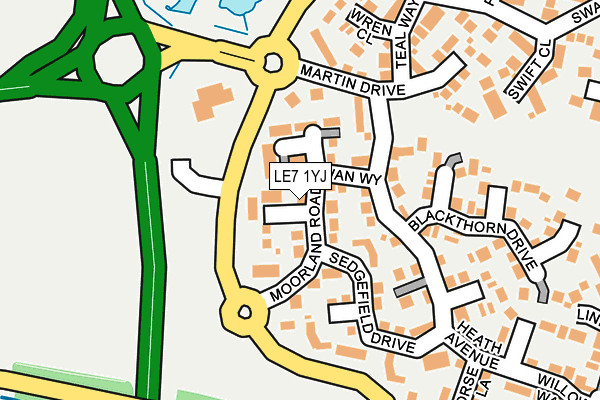 LE7 1YJ map - OS OpenMap – Local (Ordnance Survey)