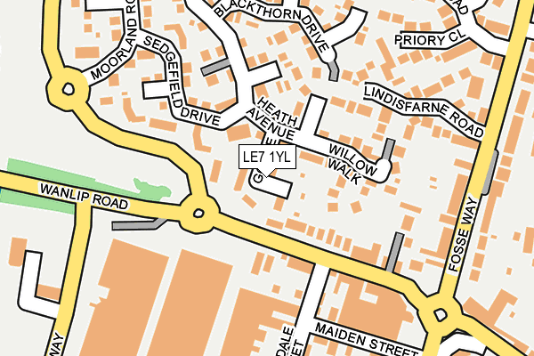 LE7 1YL map - OS OpenMap – Local (Ordnance Survey)