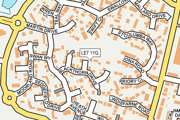 LE7 1YQ map - OS OpenMap – Local (Ordnance Survey)