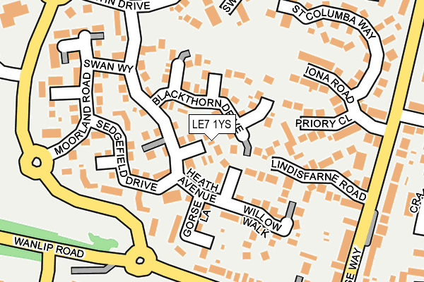 LE7 1YS map - OS OpenMap – Local (Ordnance Survey)