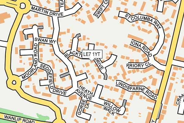 LE7 1YT map - OS OpenMap – Local (Ordnance Survey)