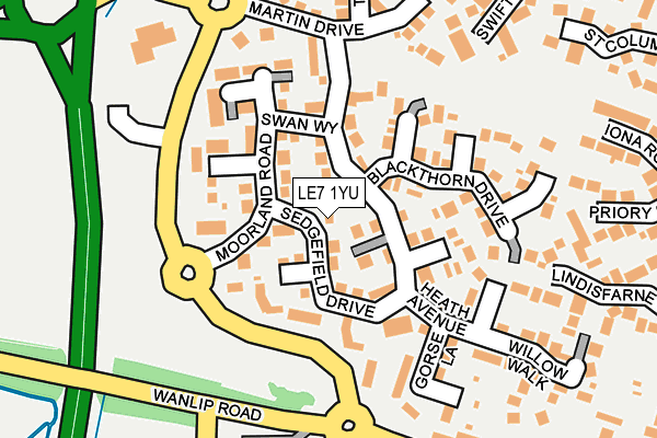 LE7 1YU map - OS OpenMap – Local (Ordnance Survey)