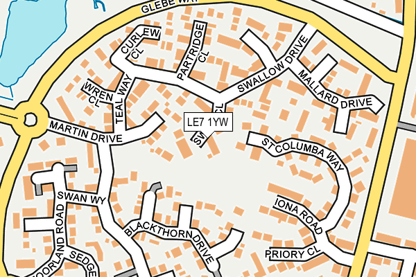 LE7 1YW map - OS OpenMap – Local (Ordnance Survey)